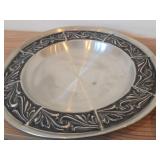 Lot of (4) Vintage Pewter Housewares (Norway) - Beaker, 11-1/2' Serving Platter, Collectible Dish (x2)