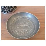 Lot of (4) Vintage Pewter Housewares (Norway) - Beaker, 11-1/2' Serving Platter, Collectible Dish (x2)