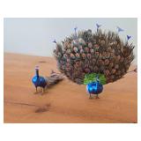 Lot of (2) Peacock theme Handcrafted Hand-painted Table Statues