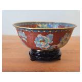 Chinese Cloisonne Enameled Bowl 3 1/4' x 8'