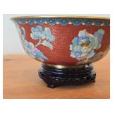 Chinese Cloisonne Enameled Bowl 3 1/4' x 8'