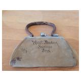 Vintage Leather Handbag w/ Unique Kisslock Hardware and Featuring Aurora on one side & West Baden Springs Indiana on the other side with Small Coin Purse