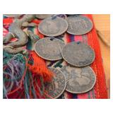 Vintage Chuspa Pouch with Spanish Colonial Coins Décor