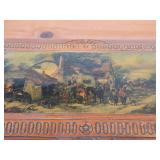 Vintage Pilgrim Village theme Carved Wooden Trinket / Jewelry Box with Latch Closure 11' x 6' x 4'