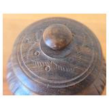 Vintage Hand carved Wood Lidded Jar (Signed) 3 1/2' x 2 3/4'