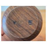 Vintage Hand carved Wood Lidded Jar (Signed) 3 1/2' x 2 3/4'