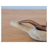 Vintage Handcrafted Wooden Tobacco Pipe with Wooden Scoop for Display / Storage