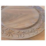 Vintage Hand carved Wood Pedestal Plate Music Box Featuring the Song Auf Wiedersehen Weggiserlied (Switzerland) 12' x 2 1/2'