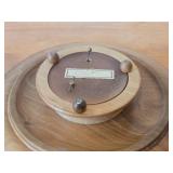 Vintage Hand carved Wood Pedestal Plate Music Box Featuring the Song Auf Wiedersehen Weggiserlied (Switzerland) 12' x 2 1/2'