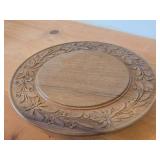 Vintage Hand carved Wood Pedestal Plate Music Box Featuring the Song Weggiserlied Schweizerlandler (Switzerland) 11' x 2 1/4'