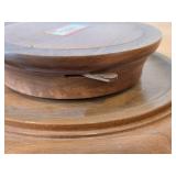 Vintage Hand carved Wood Pedestal Plate Music Box Featuring the Song Weggiserlied Schweizerlandler (Switzerland) 11' x 2 1/4'