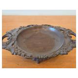 Vintage Hand carved Wood Pedestal Plate Music Box Featuring the Song Nach Regen Scheint Sonne Weggiserlied (Switzerland) 12' x 8' x 3 1/2'