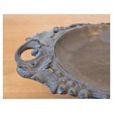 Vintage Hand carved Wood Pedestal Plate Music Box Featuring the Song Nach Regen Scheint Sonne Weggiserlied (Switzerland) 12' x 8' x 3 1/2'