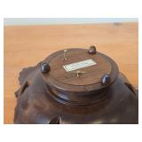 Vintage Hand carved Wood Pedestal Plate Music Box Featuring the Song Wiegenlied V. Mozart / Wiegenlied V. Brahms (Switzerland) 12' x 10' x 3 1/4'