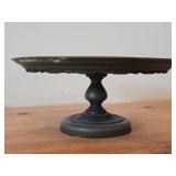 Vintage Hand painted Wooden Pedestal Cake Stand / Norwegian Rosemaling Folk Art style / 12 1/2' x 5 1/4'