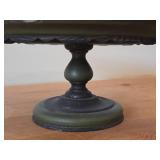 Vintage Hand painted Wooden Pedestal Cake Stand / Norwegian Rosemaling Folk Art style / 12 1/2' x 5 1/4'