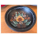 Lot of (3) Vintage Hand painted Wooden Bowls / Norwegian Rosemaling Folk Art style / 8-1/2'Dx2-1/2', 8-1/4'x2-3/4', 4-1/2'x1-1/4'