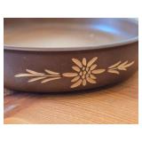 Hand painted Swiss Plate 6-1/2', Hand-carved Wood Plates (x2) 11-1/2' and 12', Wood Bowl with Carved Floral Design 6-1/2'x1-1/2'