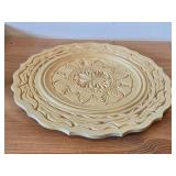 Hand painted Swiss Plate 6-1/2', Hand-carved Wood Plates (x2) 11-1/2' and 12', Wood Bowl with Carved Floral Design 6-1/2'x1-1/2'