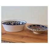 Lot of (2) Hand painted Ceramic Bowls 9'Dx2-1/4', 10-1/2'x3-1/4'
