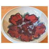 Handcrafted Hand-painted Ceramic Art Pottery Bowl (Signed) 2' x 9 1/2'