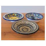 Lot of (3) Hand painted Ceramic Bowls 9'Dx2-1/2', 9'Dx2-1/4', 7-3/4'Dx2-1/2'