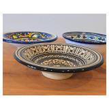 Lot of (3) Hand painted Ceramic Bowls 9'Dx2-1/2', 9'Dx2-1/4', 7-3/4'Dx2-1/2'