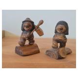 Lot of (2) Vintage 4 1/2' Troll theme Hand-carved Wooden Figurines by Swedish Carver Bengt Brask (Signed)