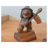 Lot of (2) Vintage 4 1/2' Troll theme Hand-carved Wooden Figurines by Swedish Carver Bengt Brask (Signed)