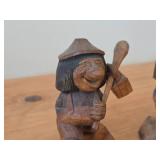 Lot of (2) Vintage 4 1/2' Troll theme Hand-carved Wooden Figurines by Swedish Carver Bengt Brask (Signed)