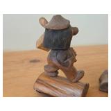 Lot of (2) Vintage 4 1/2' Troll theme Hand-carved Wooden Figurines by Swedish Carver Bengt Brask (Signed)