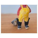 Vintage 5 3/4' Fisherman with His Catch theme Hand-carved Wooden Collectible Folk Art Figurine by Henning Engelsen (Norway) or M. Fortir (Quebec)