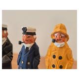 Lot of (3) Vintage 8 1/4' Fisherman and Nautical / Sea Captain theme Hand carved Wood Figurines