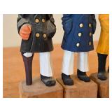 Lot of (3) Vintage 8 1/4' Fisherman and Nautical / Sea Captain theme Hand carved Wood Figurines