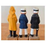 Lot of (3) Vintage 8 1/4' Fisherman and Nautical / Sea Captain theme Hand carved Wood Figurines
