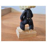 Lot of (2) Vintage Norwegian Troll theme Hand carved Wood Figurines by Henning (Norway) Woman 5', Man with Lantern 6-1/2'