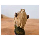 Lot of (2) Vintage Norwegian Troll theme Hand carved Wood Figurines by Henning (Norway) Woman 5', Man with Lantern 6-1/2'