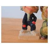 Lot of (2) Vintage Norwegian Troll theme Hand carved Wood Figurines by Henning (Norway) Woman 5', Man 6-1/2'
