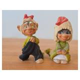 Lot of (2) Vintage Norwegian Troll theme Hand carved Wood Figurines by Henning (Norway) Woman 6', Man 6'