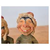 Lot of (2) Vintage Norwegian Troll theme Hand carved Wood Figurines by Henning (Norway) Woman 6', Man 6'