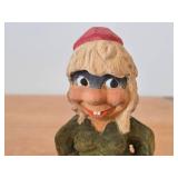 Lot of (2) Vintage Norwegian Troll theme Hand carved Wood Figurines by Henning (Norway) Woman 6', Man 6'
