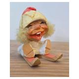 Vintage 3 3/4' Troll Gnome Snowflake theme Hand carved Wood Figurine (Norway)