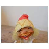 Vintage 3 3/4' Troll Gnome Snowflake theme Hand carved Wood Figurine (Norway)