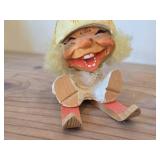Vintage 3 3/4' Troll Gnome Snowflake theme Hand carved Wood Figurine (Norway)