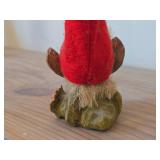 Vintage 10 1/4' Gnome Troll with Red Pointy Hat theme Hand carved Wood Figurine by Henning (Norway)