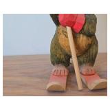 Vintage 7 1/2' Norwegian Troll Skiing theme Hand carved Wood Figurine by Henning (Norway)