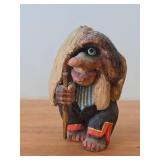 Vintage 6 1/2' Troll theme Hand carved Wood Figurine / Norwegian Folk Art style