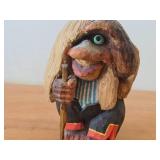 Vintage 6 1/2' Troll theme Hand carved Wood Figurine / Norwegian Folk Art style