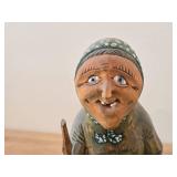 Vintage Old Lady theme Hand carved Hand painted Wood Figurine by Ole Oien (Signed)