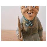 Vintage Old Lady theme Hand carved Hand painted Wood Figurine by Ole Oien (Signed)